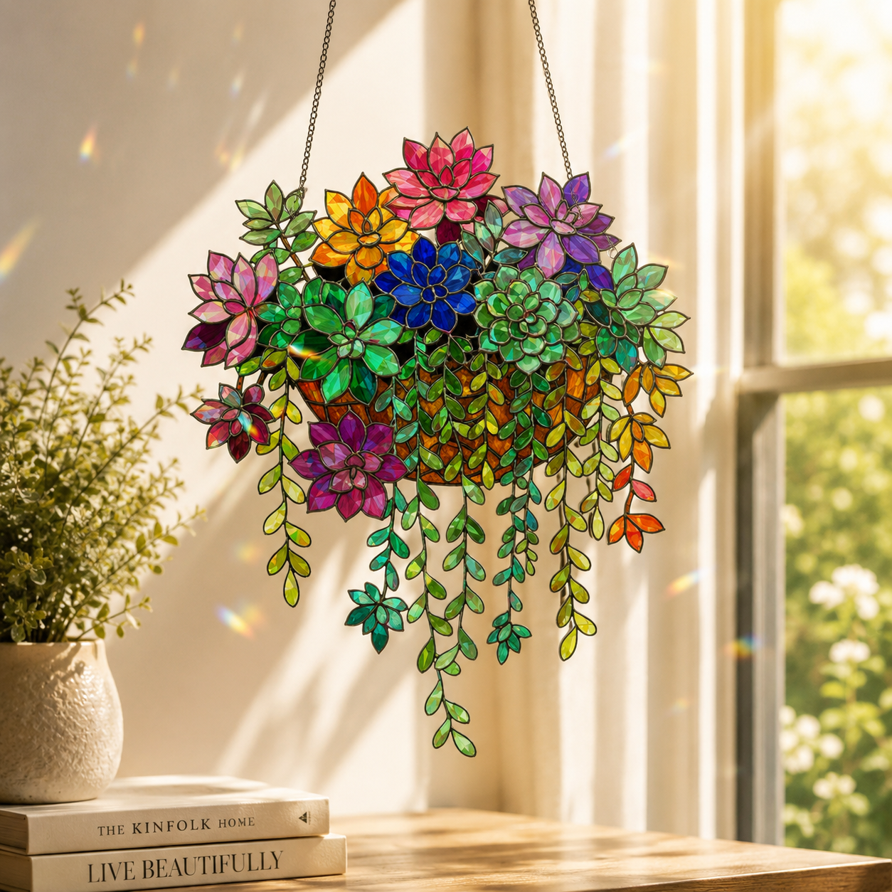 Succulent  Colorful Window Hanging Suncatcher Acrylic