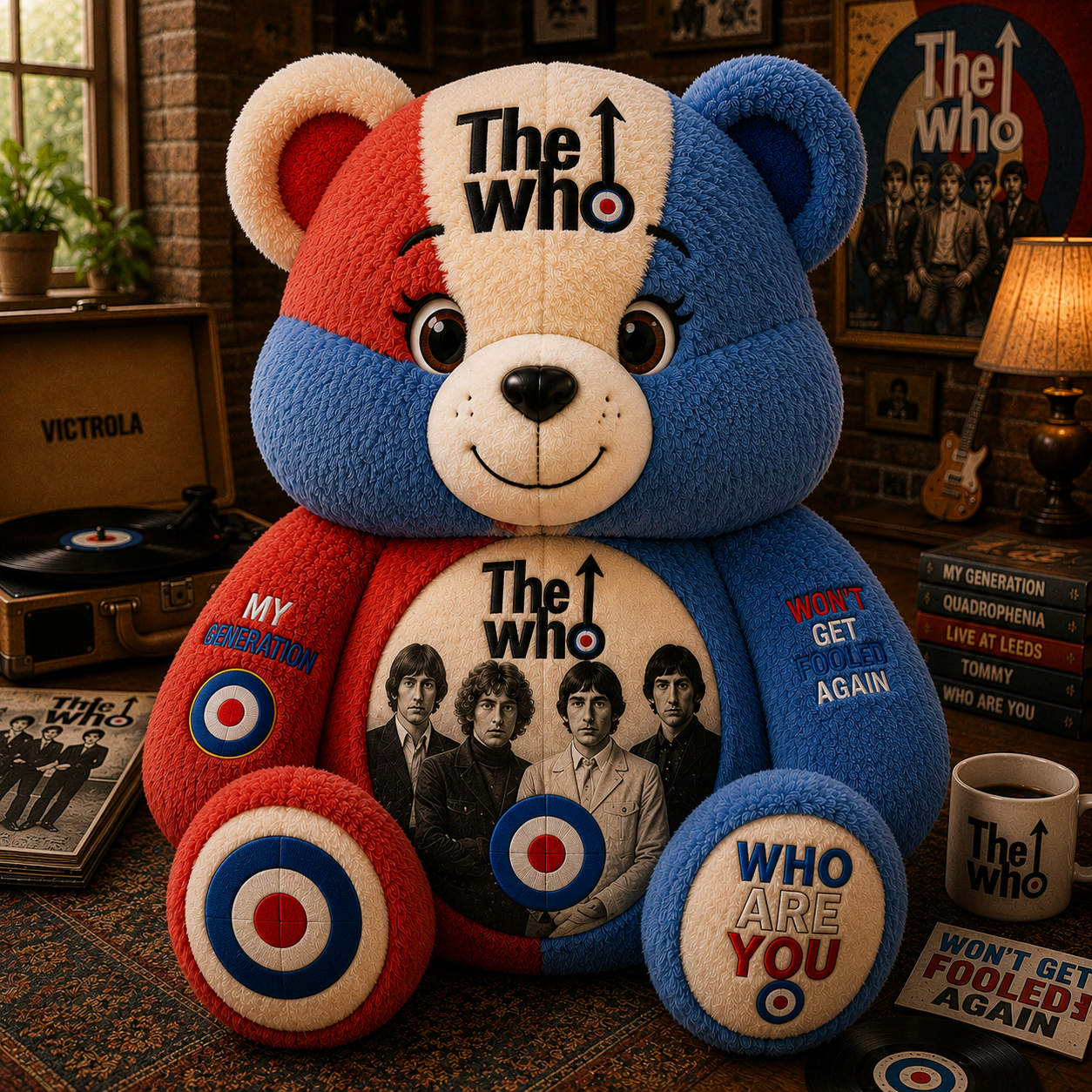 The Who Bear Custom Shaped Pillow – Rock Music Legend Gift