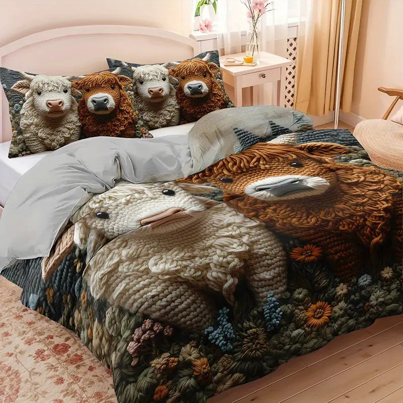 Highland Cow Pattern Bedding Set