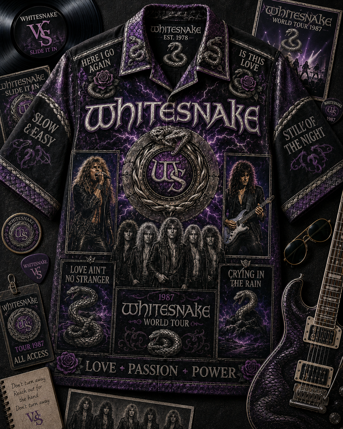 Whitesnake Hawaiian Shirt - Vintage Rock Music Fan Gift