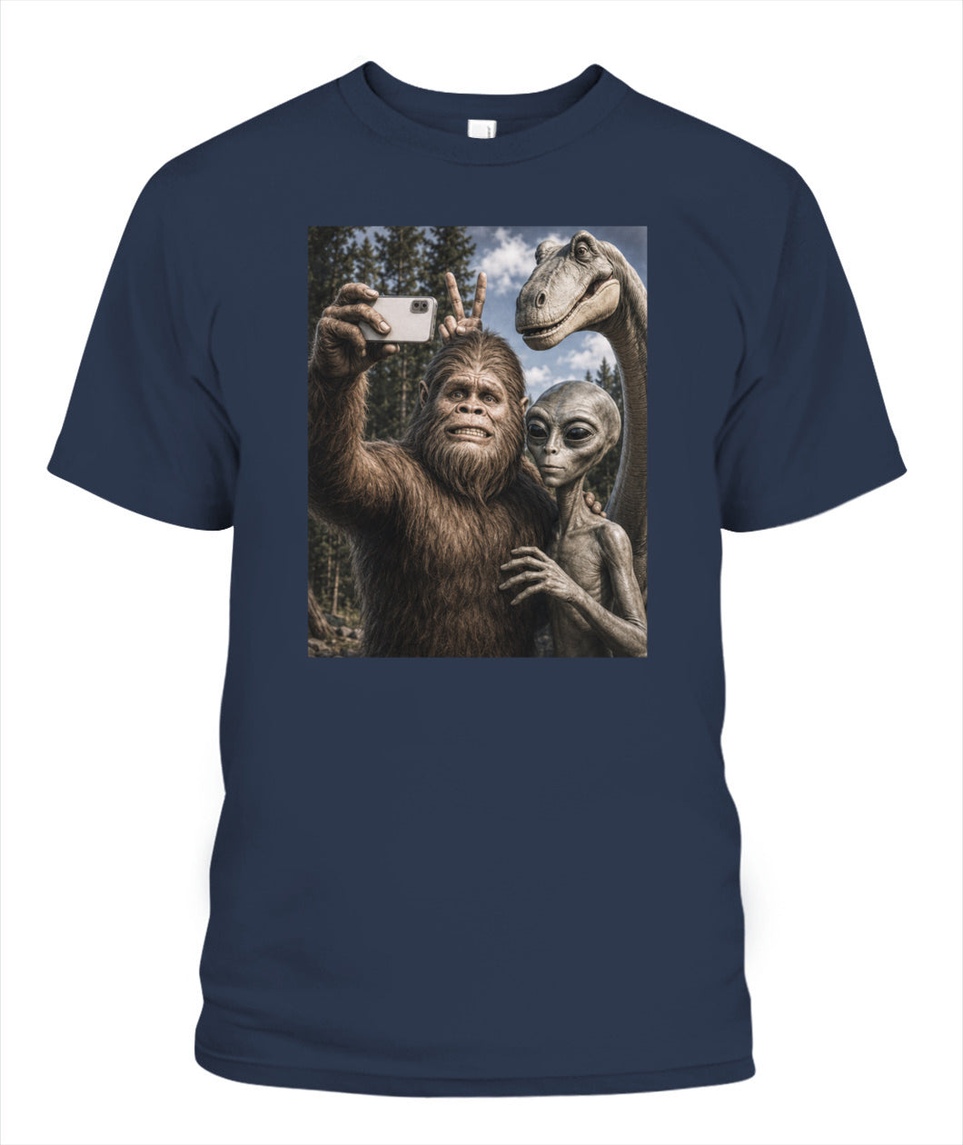Legendary Creatures Selfie – Retro Outdoor Humor Tee
