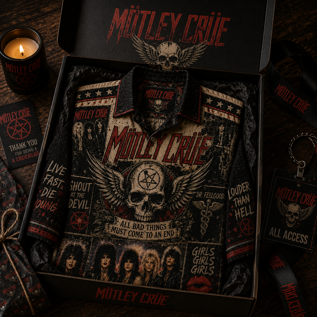 Mötley Crüe Hawaiian Shirt - Vintage Music Fan Gift
