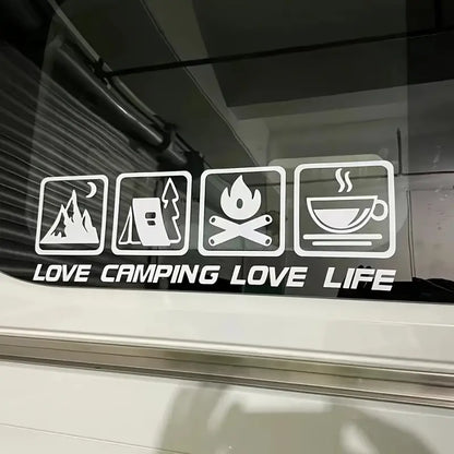 Love Camping Love Life Sticker White