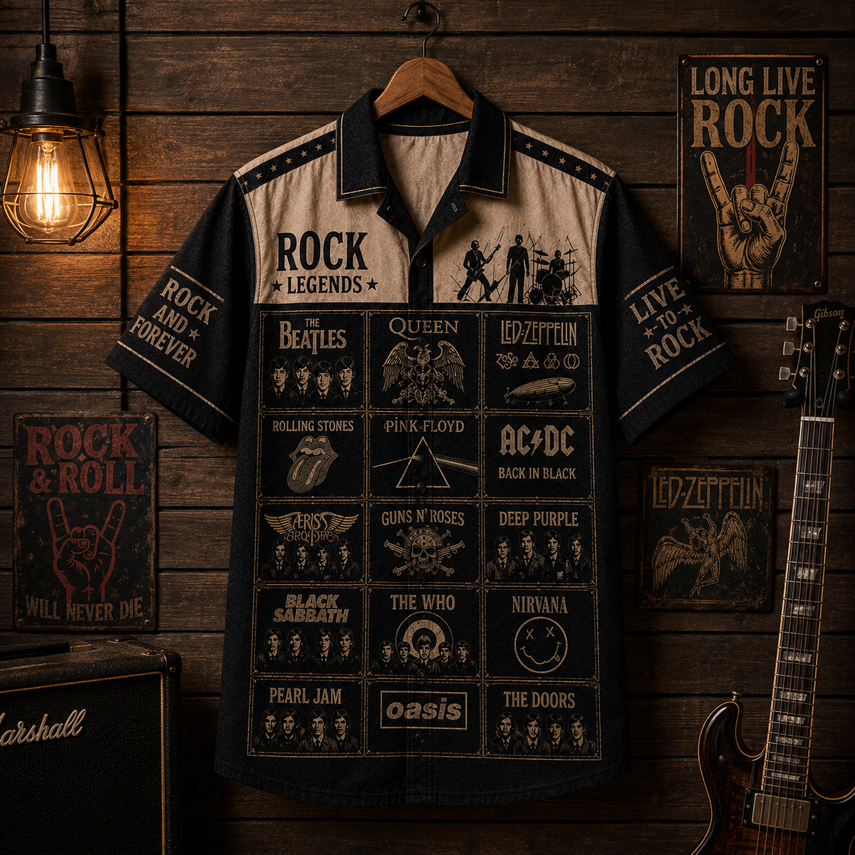 Classic Rock Hawaiian Shirt-  Vintage Music Rock Legend Fan Gift