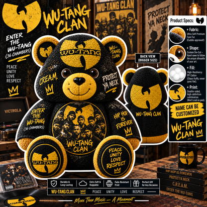Wu-Tang Clan Custom Shaped Bear Pillow – 36 Chambers Hip Hop Inspired Gift for Wu-Tang Fans