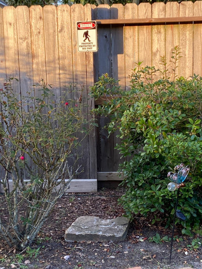 Warning Property Protected by Big Foot - Funny Metal Decor Sign
