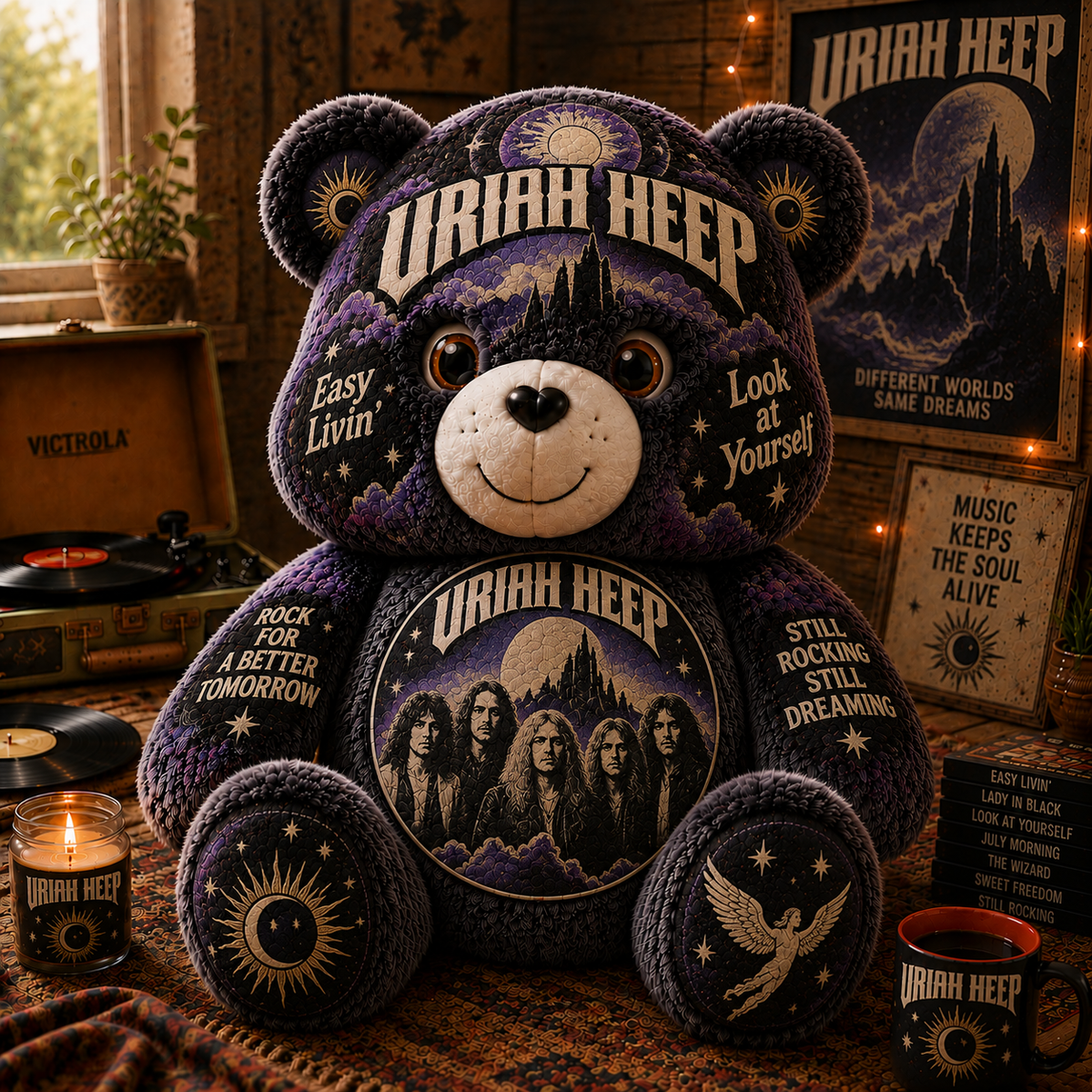 Uriah Heep Custom Shaped Bear Pillow – Easy Livin’ Classic Rock Legend Inspired Gift for Uriah Heep Fans