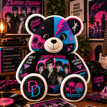 Duran Duran Bear Custom Shaped Pillow – 80s Music Fan Gift