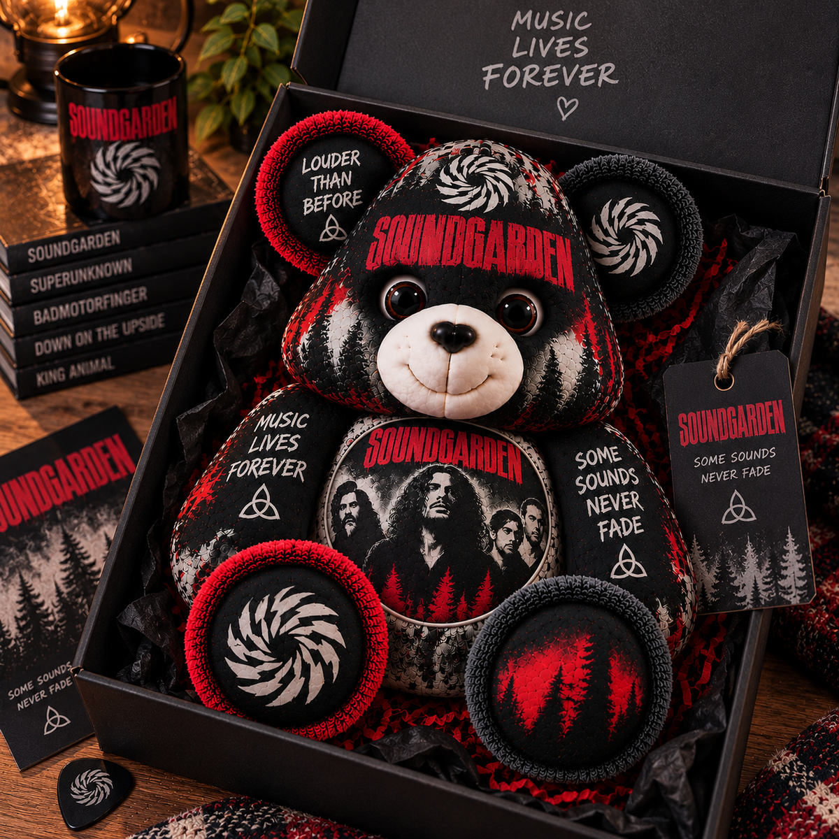 Soundgarden Custom Shaped Bear Pillow – Grunge Rock Music Inspired Gift for Fans