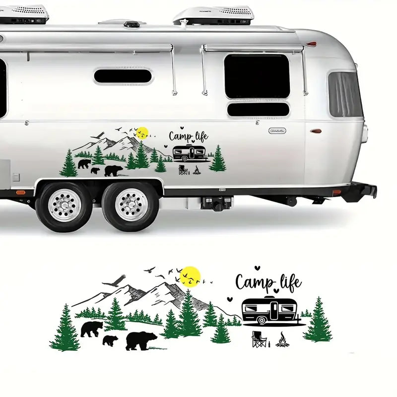 Cartoon Forest and Bear Scenery Decal