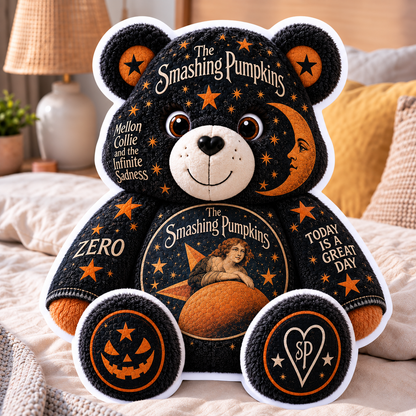 The Smashing Pumpkins Custom Shaped Bear Pillow – Alternative Rock Inspired Gift for Smashing Pumpkins Fans