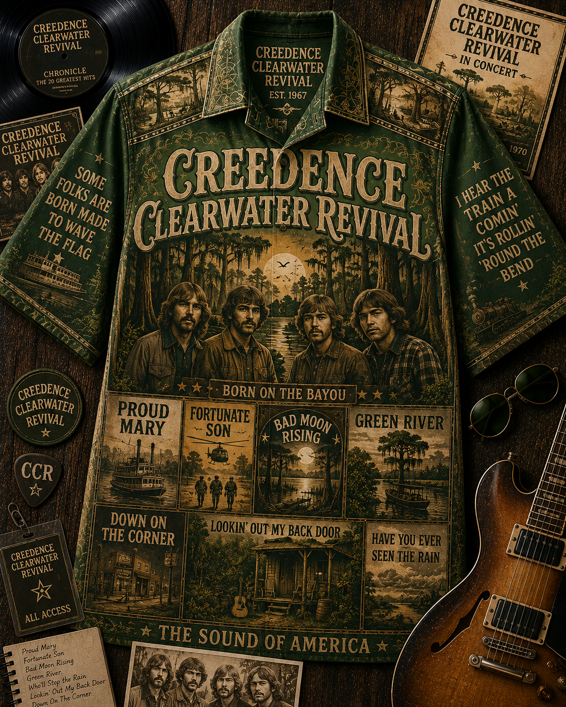 Creedence Clearwater Revival Hawaiian Shirt - Vintage Music Fan Gift