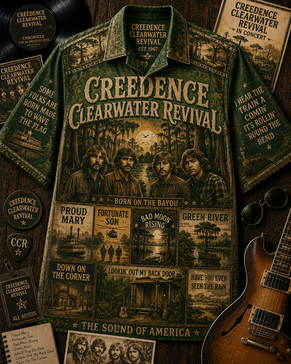 Creedence Clearwater Revival Hawaiian Shirt - Vintage Music Fan Gift