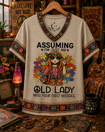 Assuming I’m Just an Old Lady Was Your First Mistake Hippie All Over Print Shirt