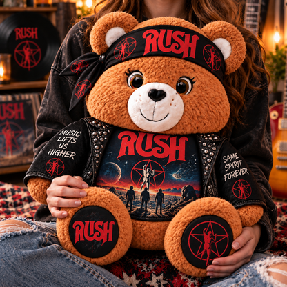 Rush Custom Shaped Bear Pillow – Music Lifts Us Higher Progressive Rock Music Inspired Gift for Rush Fans