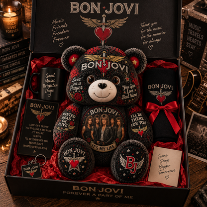 Bon Jovi Band Bear Custom Shaped Pillow – Rock Music Legend Gift