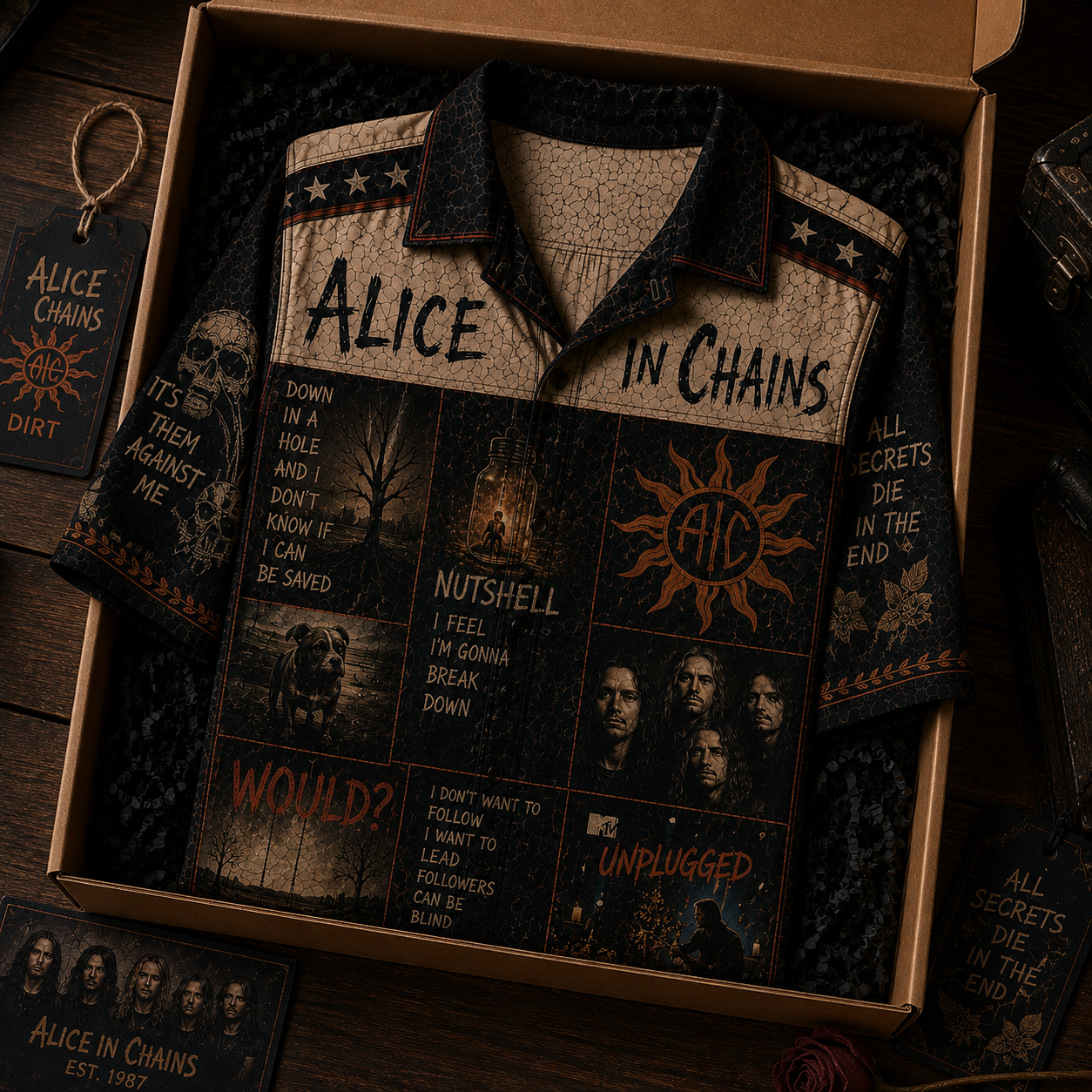 Alice In Chains Hawaiian Shirt - Vintage Music Fan Gift
