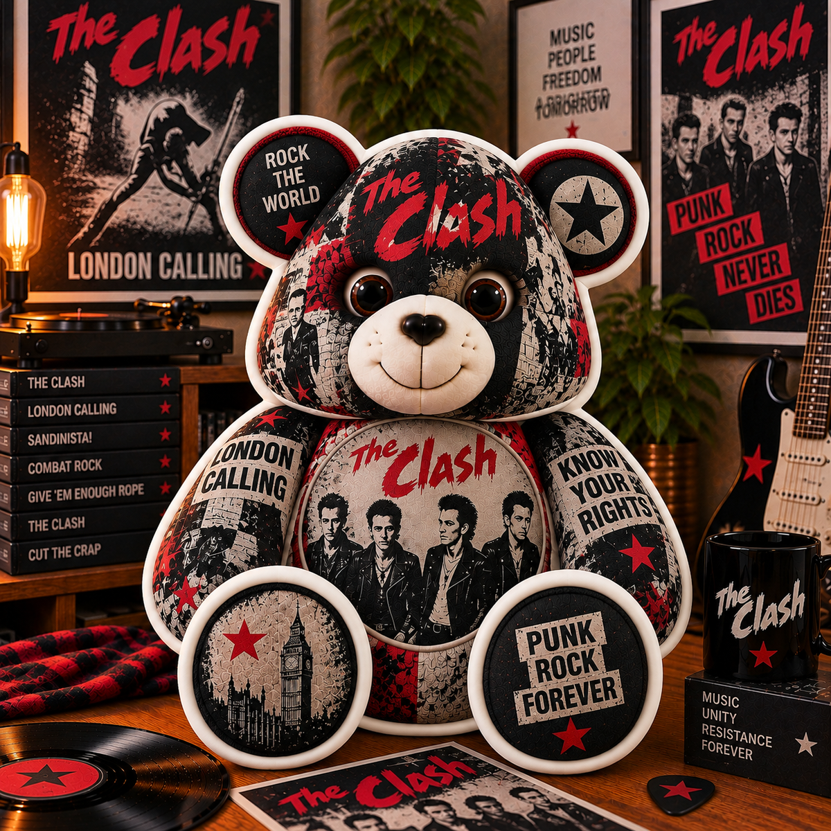The Clash Bear Custom Shaped Pillow – London Calling Punk Rock Music Fan Gift