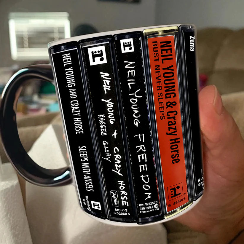 Neil Young Albums Cassette Retro Collection Accent Mug