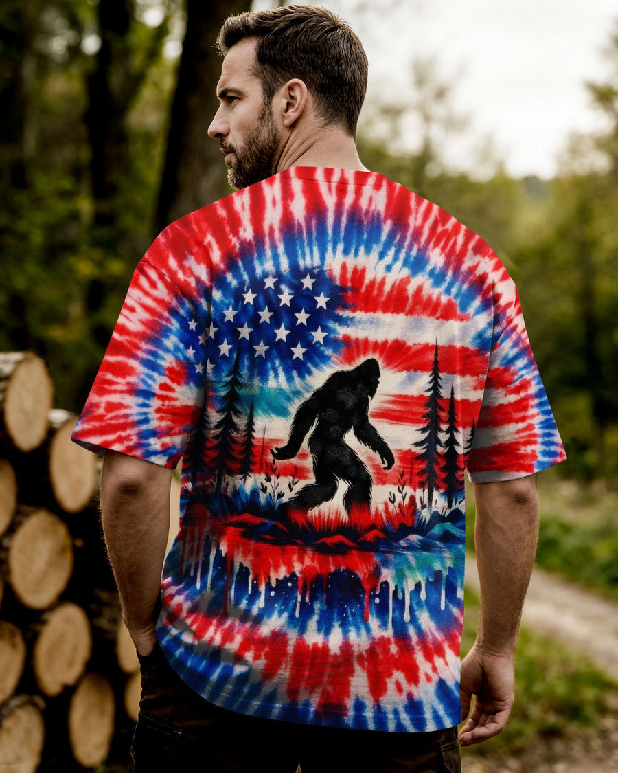 BIGFOOT FLAG RED WHITE & BLUE SWIRL ALL OVER PRINT SHIRT