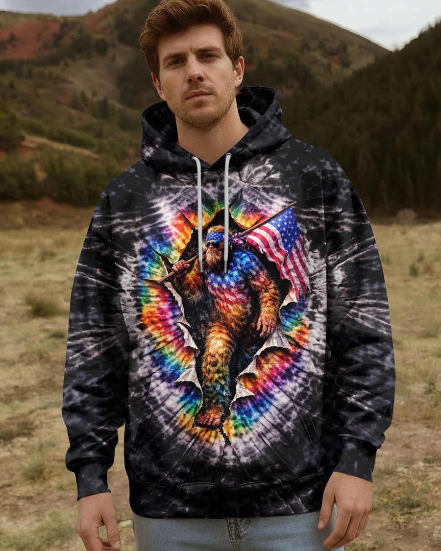 BIGFOOT WITH FLAG SWIRL ALL OVER PRINT SHIRT