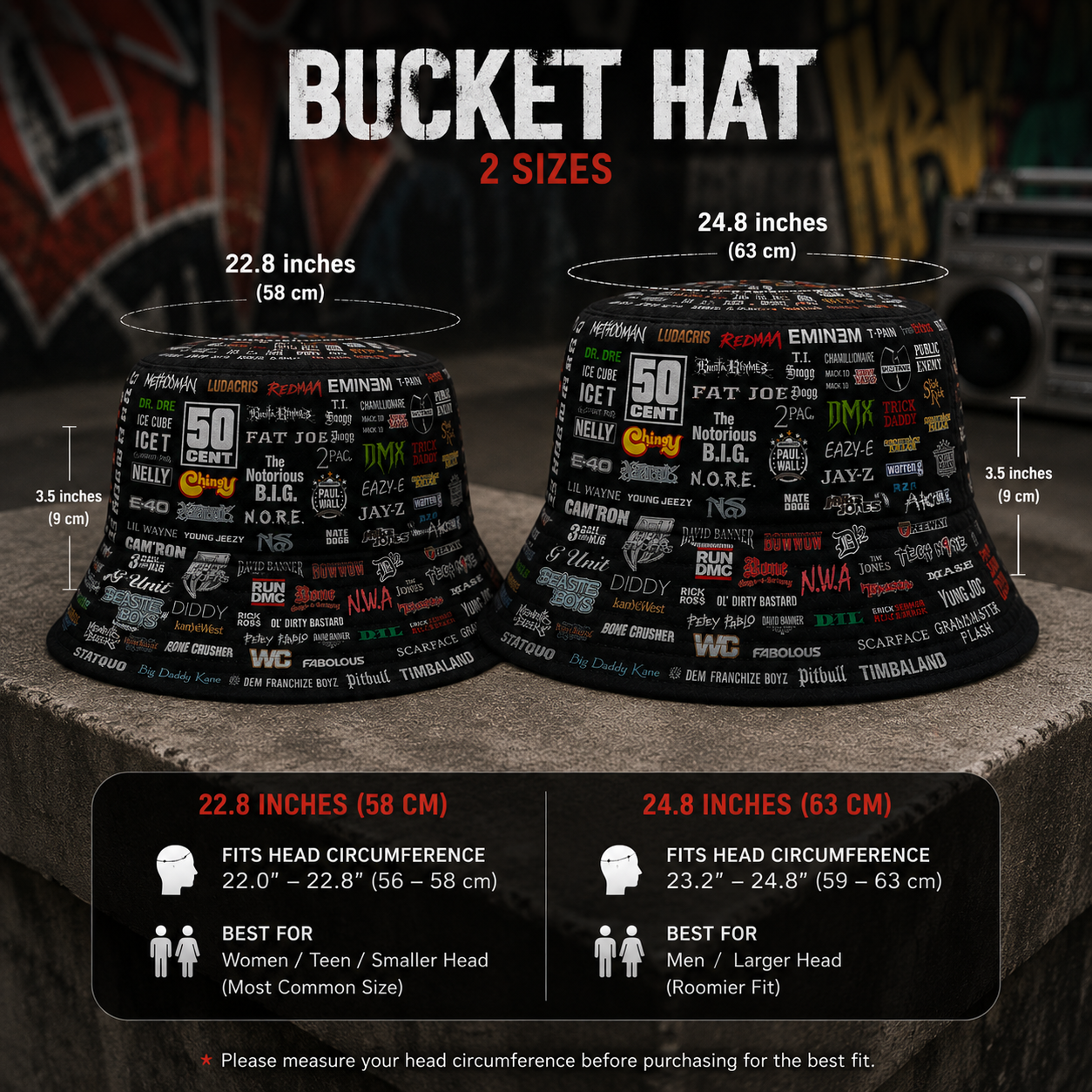 Classic Golden 80’s & 90’s Hip Hop All Over  Bucket Hat Version 3
