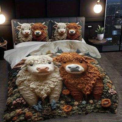 Highland Cow Pattern Bedding Set
