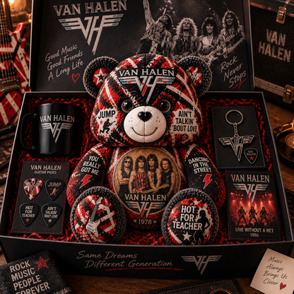Van Halen Bear Custom Shaped Pillow – Classic Rock Band , Rock Music Fan Gift