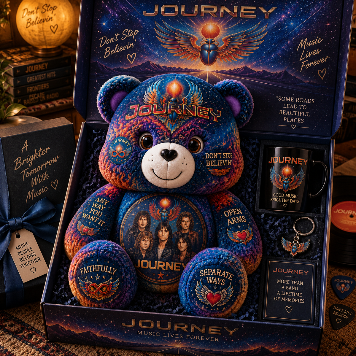 Journey Bear Custom Shaped Pillow – Don’t Stop Believin’ Classic Rock Band Fan Gift