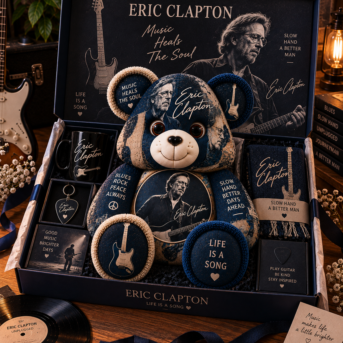 Eric Clapton Bear Custom Shaped Pillow – Slowhand Blues Rock Music Fan Gift