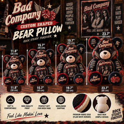 Bad Company Custom Shaped Bear Pillow – Classic Rock Music Inspired Gift for Fans