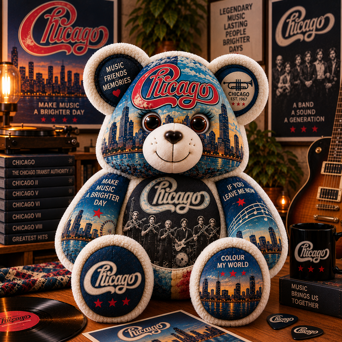 Chicago Bear Custom Shaped Pillow – Classic Rock Music Fan Gift