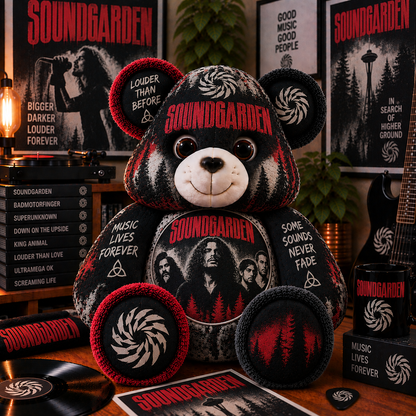 Soundgarden Custom Shaped Bear Pillow – Grunge Rock Music Inspired Gift for Fans