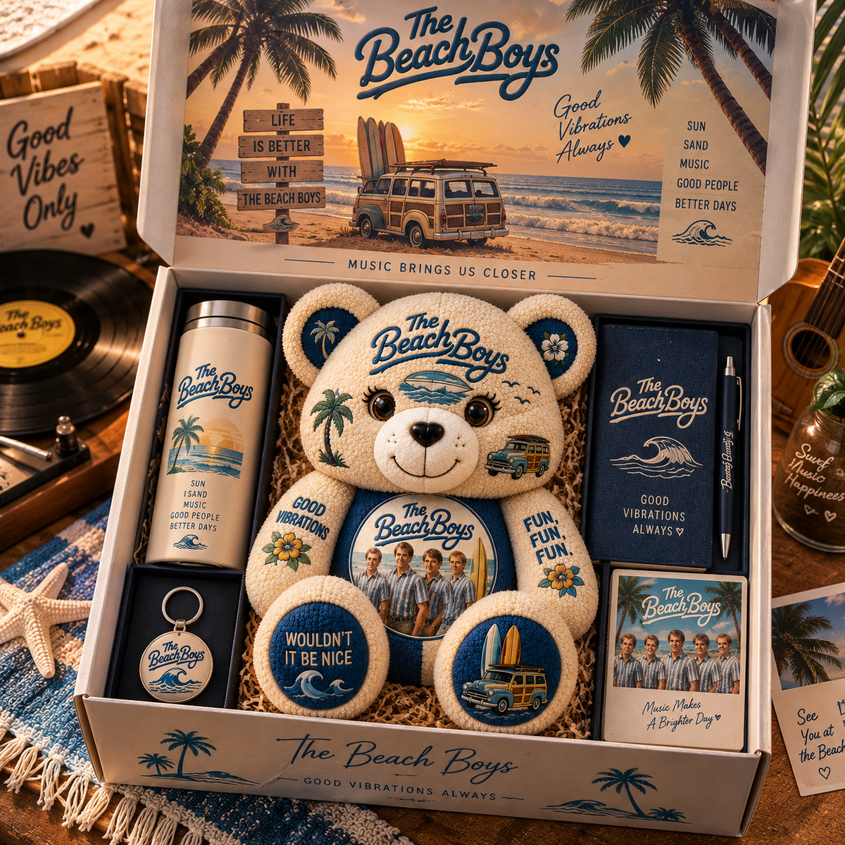 The Beach Boys Bear Custom Shaped Pillow – Good Vibrations Classic Music Fan Gift