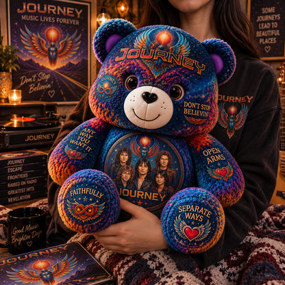 Journey Bear Custom Shaped Pillow – Don’t Stop Believin’ Classic Rock Band Fan Gift