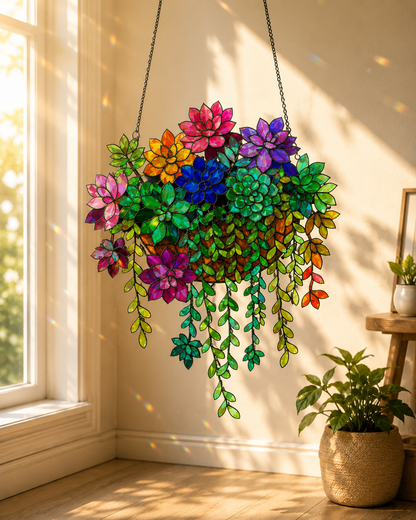 Succulent  Colorful Window Hanging Suncatcher Acrylic