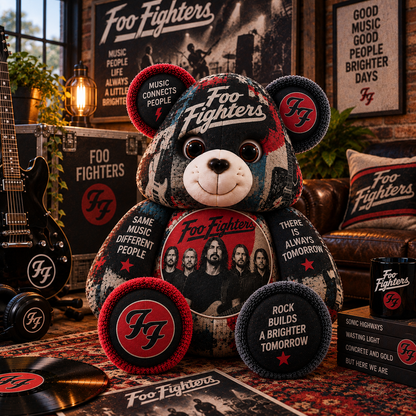 Foo Fighters Custom Shaped Bear Pillow – Alternative Rock Music Inspired Gift for Fans