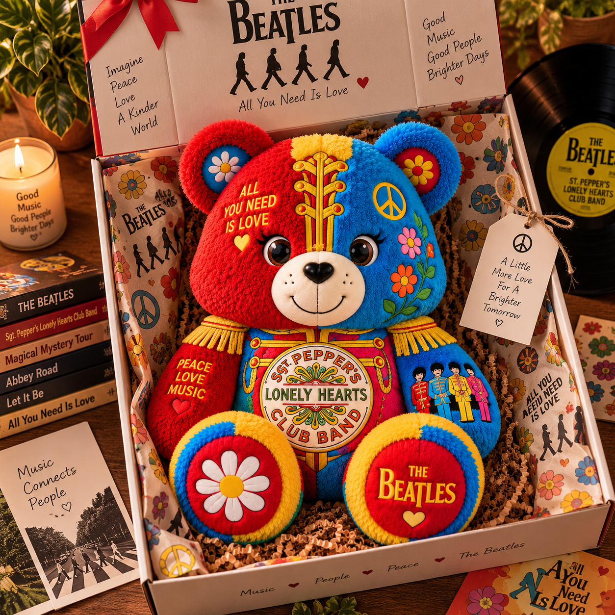 The Beatles Bear Custom Shaped Pillow – Gift for Beatles Fans & Music Lovers 3