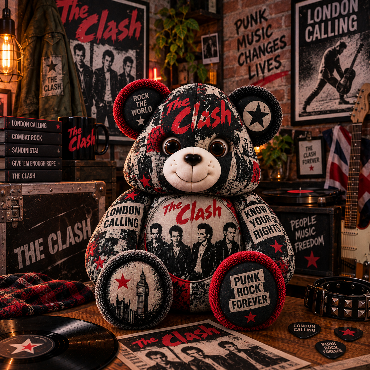 The Clash Bear Custom Shaped Pillow – London Calling Punk Rock Music Fan Gift