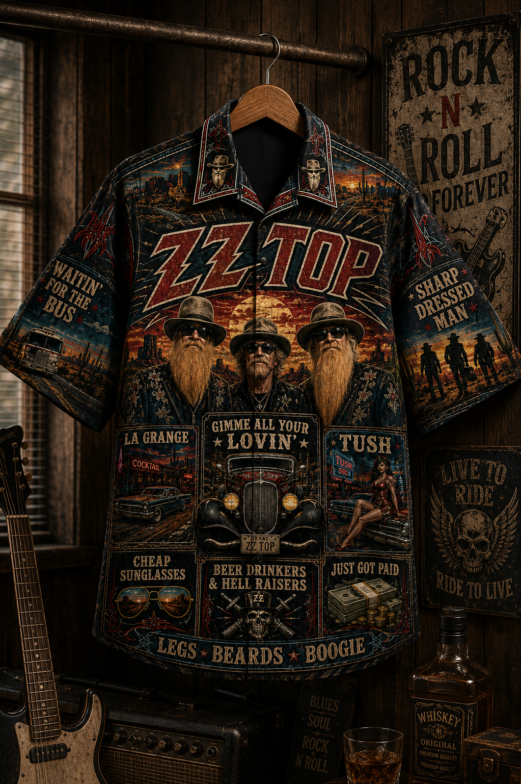 ZZ Top Hawaiian Shirt - Vintage Music Fan Gift