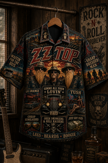 ZZ Top Hawaiian Shirt - Vintage Music Fan Gift