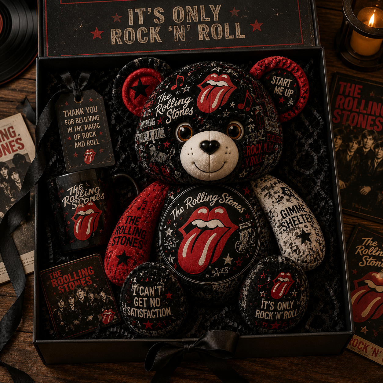 The Rolling Stones Bear Custom Shaped Pillow – Gift for Fans & Classic Rock Lovers