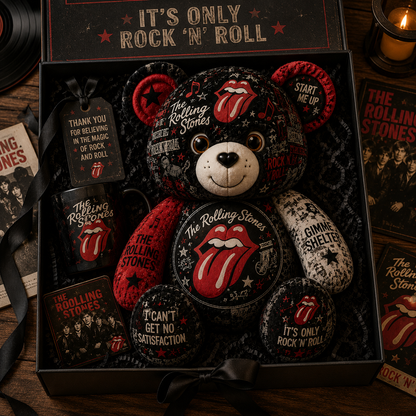 The Rolling Stones Bear Custom Shaped Pillow – Gift for Fans & Classic Rock Lovers