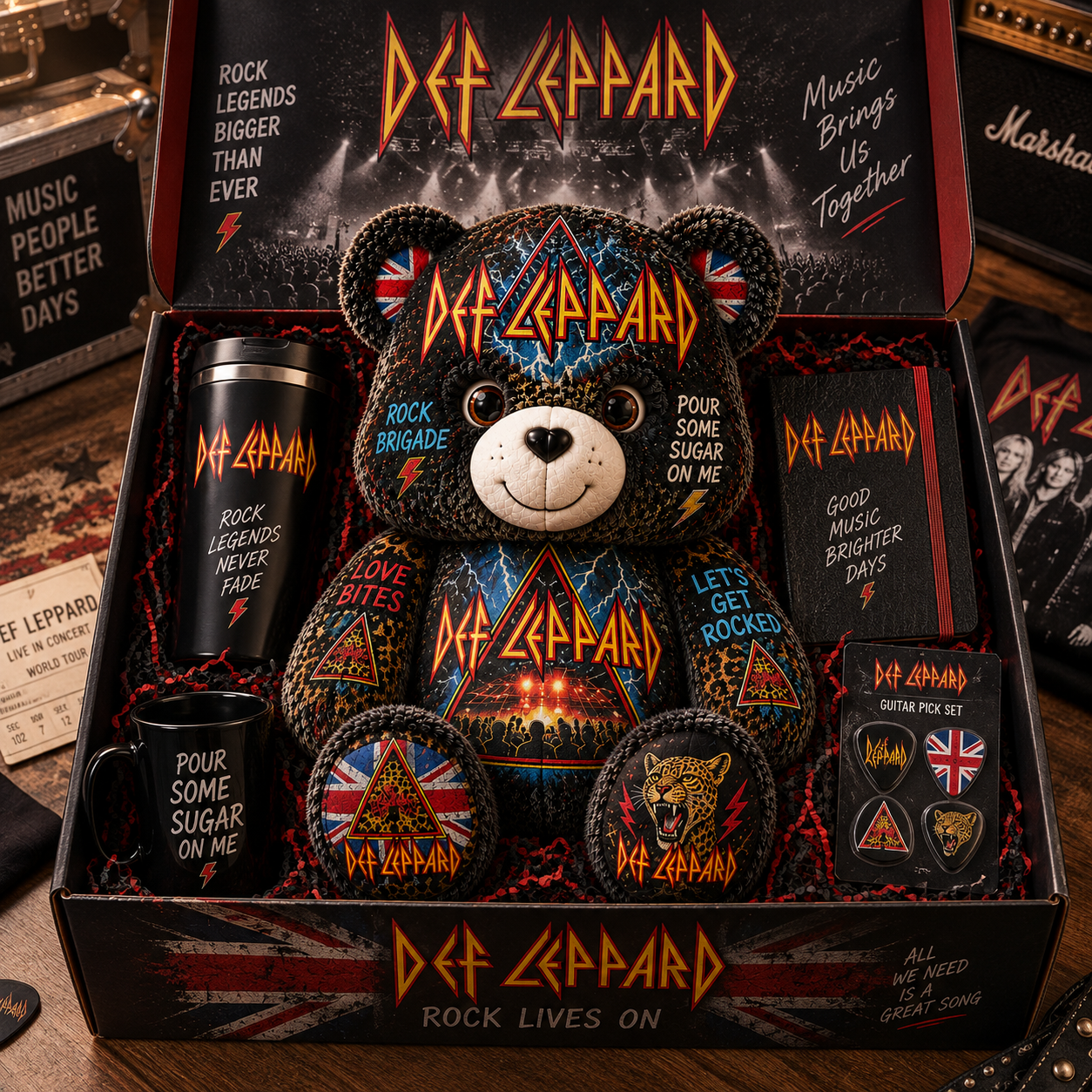 Def Leppard Bear Custom Shaped Pillow – Hysteria Rock Music Fan Gift, Classic 80s Rock Lover Decor