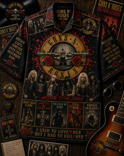 Guns N' Roses Hawaiian Shirt - Vintage Music Fan Gift 2