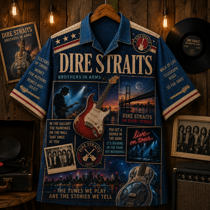 Dire Straits Hawaiian Shirt - Vintage Music Fan Gift