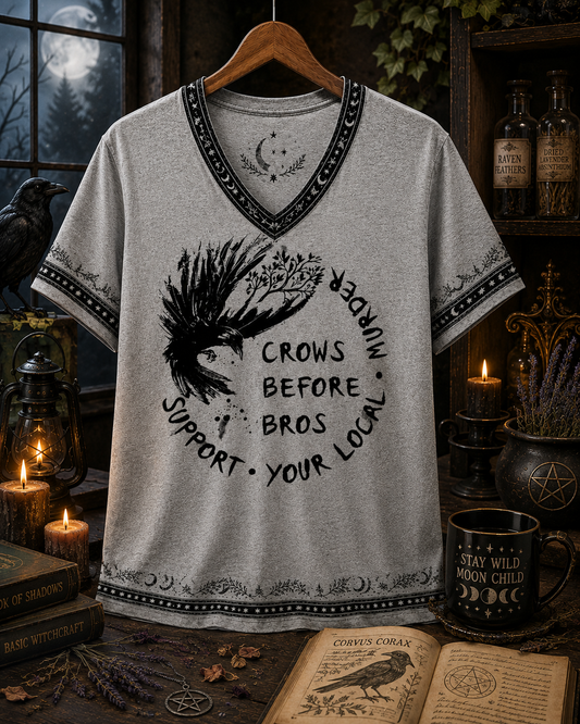 Funny Crows Before Bros – Support Your Local Murder” V-Neck Shirt