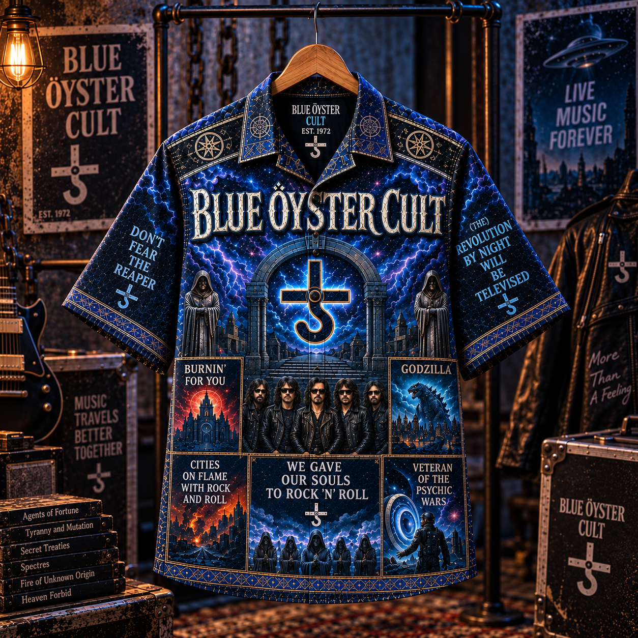 Blue Öyster Cult Hawaiian Shirt – Classic Rock Band All Over Print Shirt