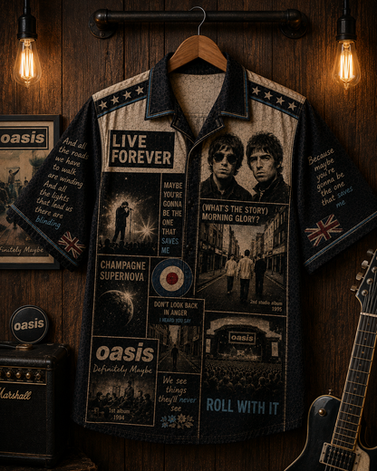 Oasis Hawaiian Shirt - Vintage Music Fan Gift