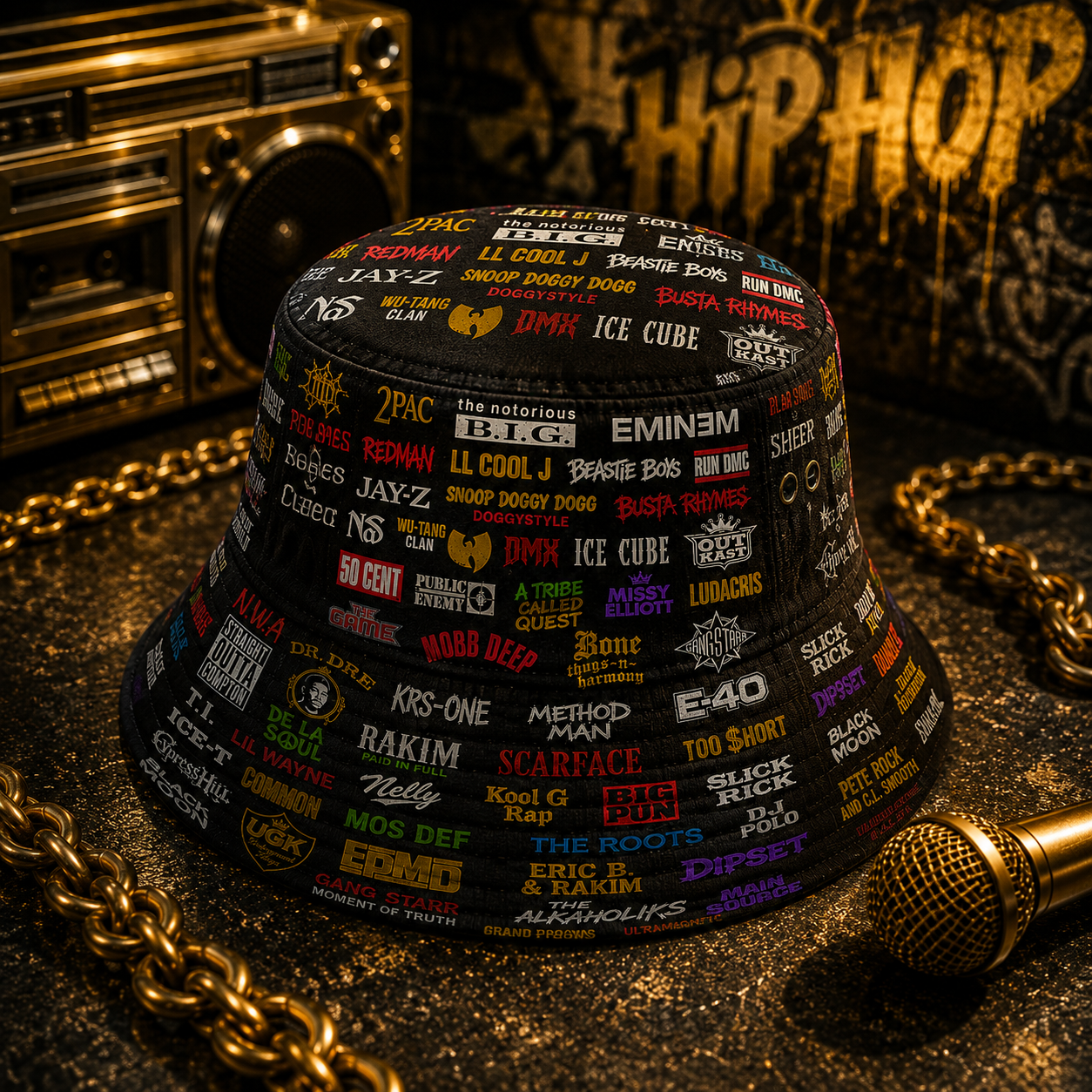 Classic Golden 80’s & 90’s Hip Hop All Over  Bucket Hat